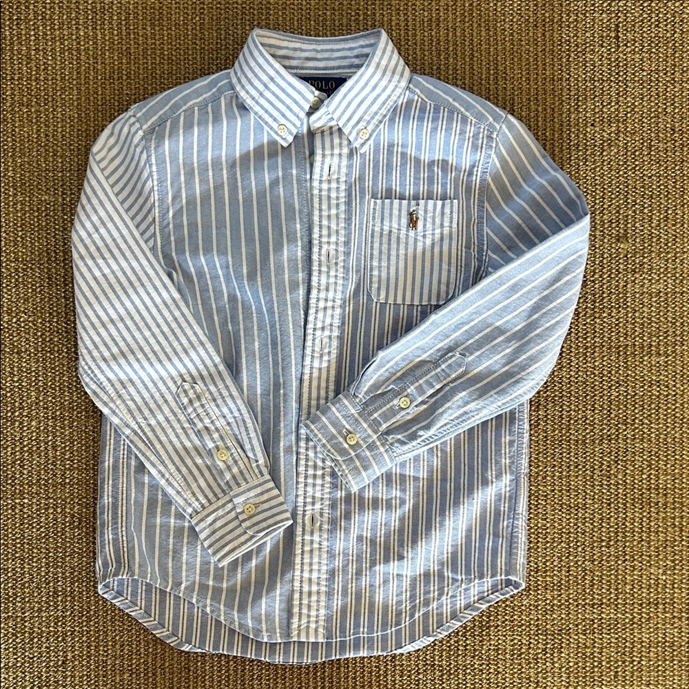 Boys Polo by Ralph Lauren Light Blue Striped Shirt